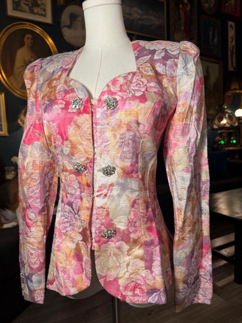 Vintage Margaret’s Lubbock Texas Floral Brocade Jacket Blazer | Size 6 - Picture 3 of 8